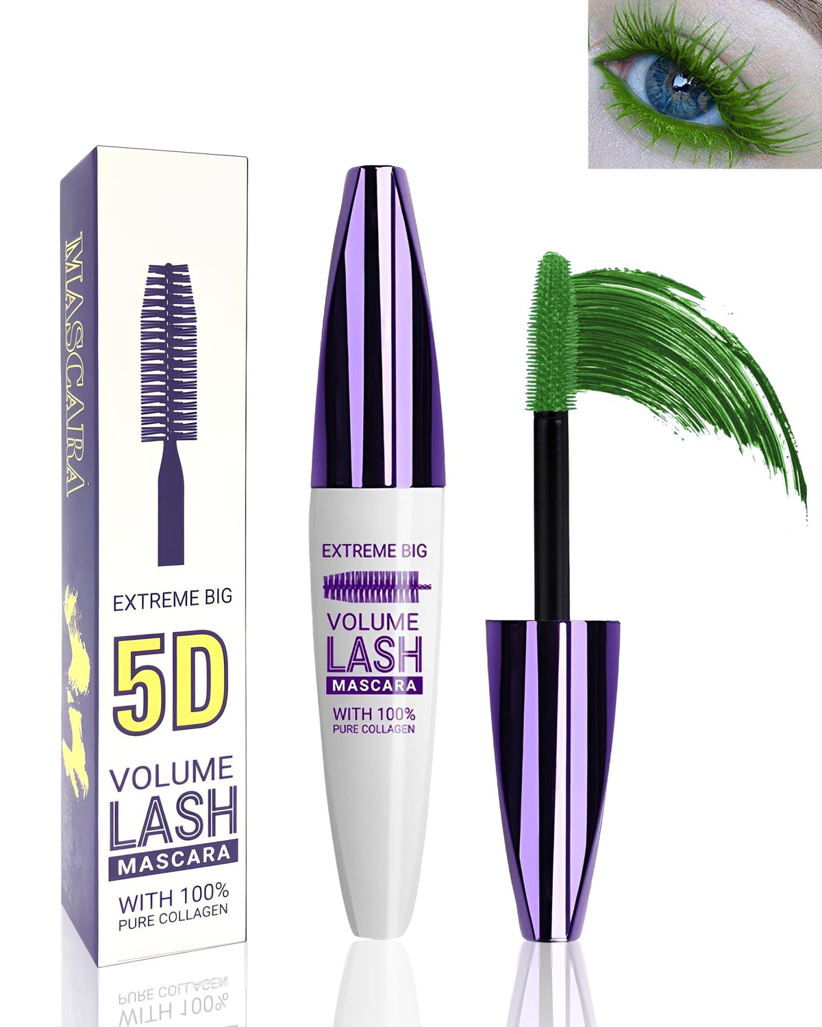 Lysdefeu 5D Green Mascara - Longlasting Waterproof, Smudgeproof, Volume & Curl For Halloween Eye Makeup