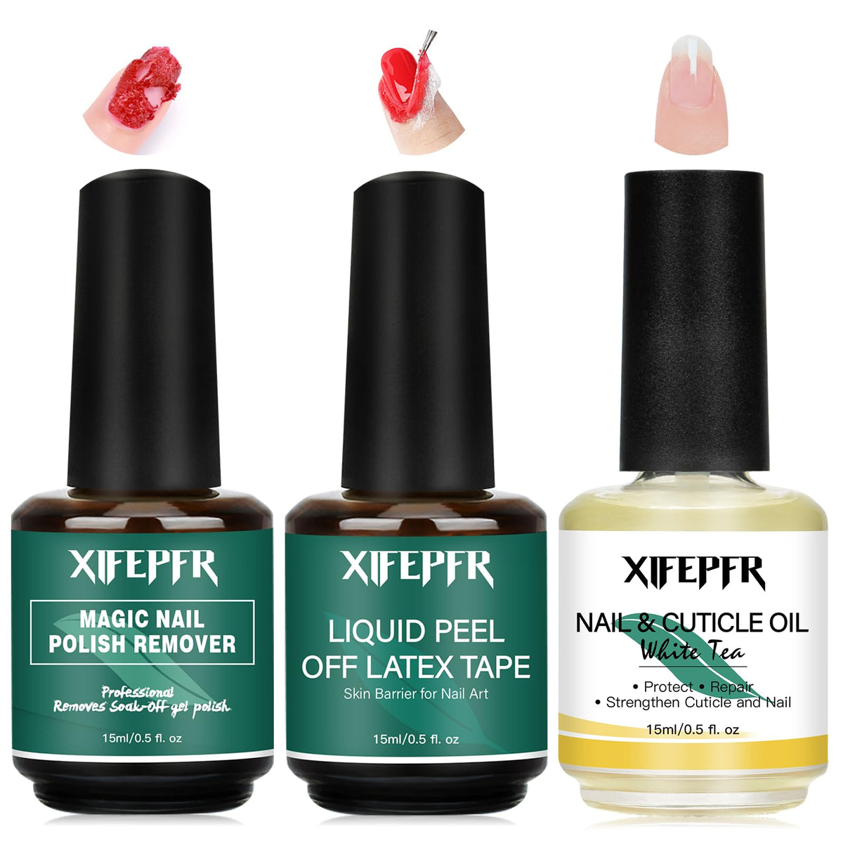 Xifepfr Gel Nail Polish Remover Kit With Cuticle Oil - Quick 2-5 Min No Soak Solution