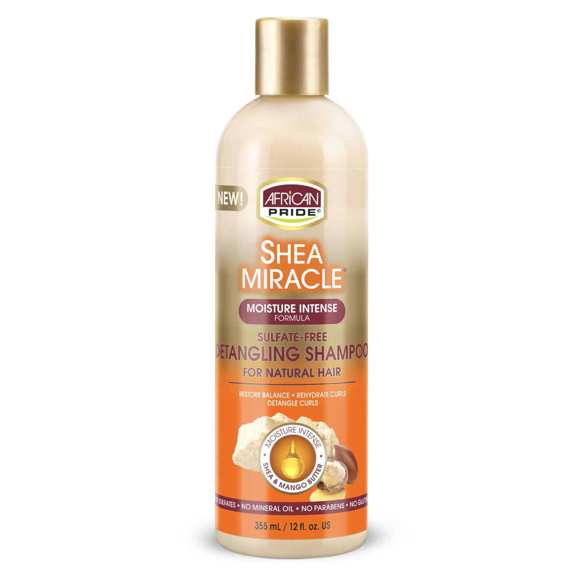 African Pride Shea Butter Miracle Detangling Shampoo, 12 Oz - 3 Count Pack