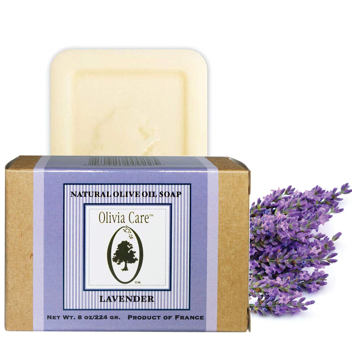 Olivia Care Lavender Bath & Body Bar Soap | Organic Olive Oil | 8 Oz - Repairs & Hydrates Skin