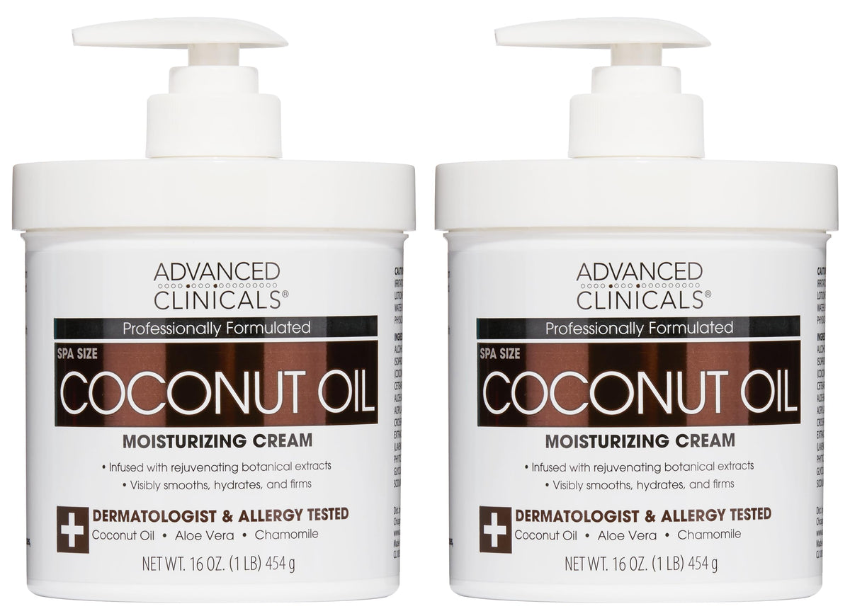 Advanced Clinicals Coconut Body Lotion 16Oz, 2-Pack - Moisturizer For Dry Skin, Unisex