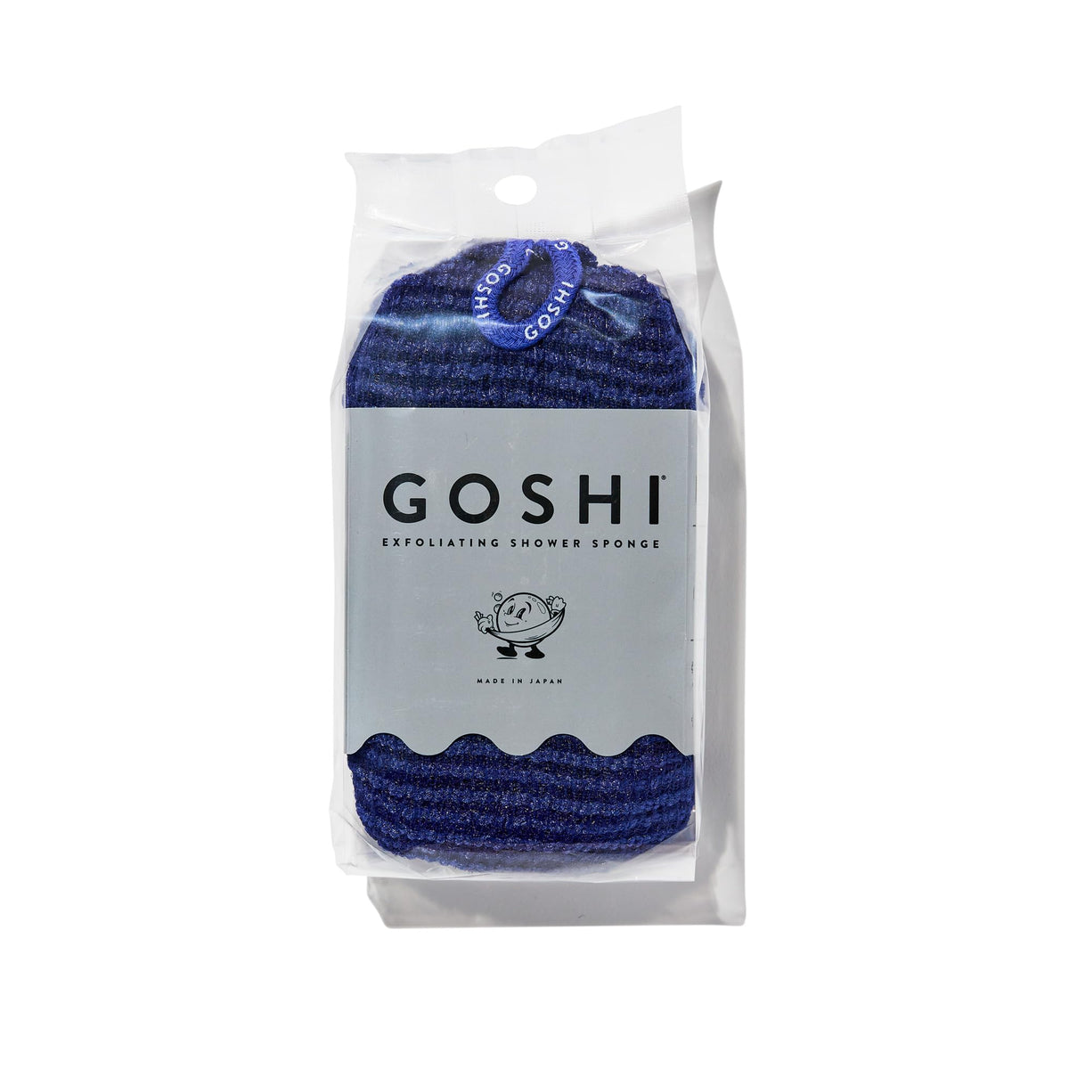 Goshi Exfoliating Shower Sponge - Indigo Blue, Rip-Resistant, Rapid-Drying, Made In Japan