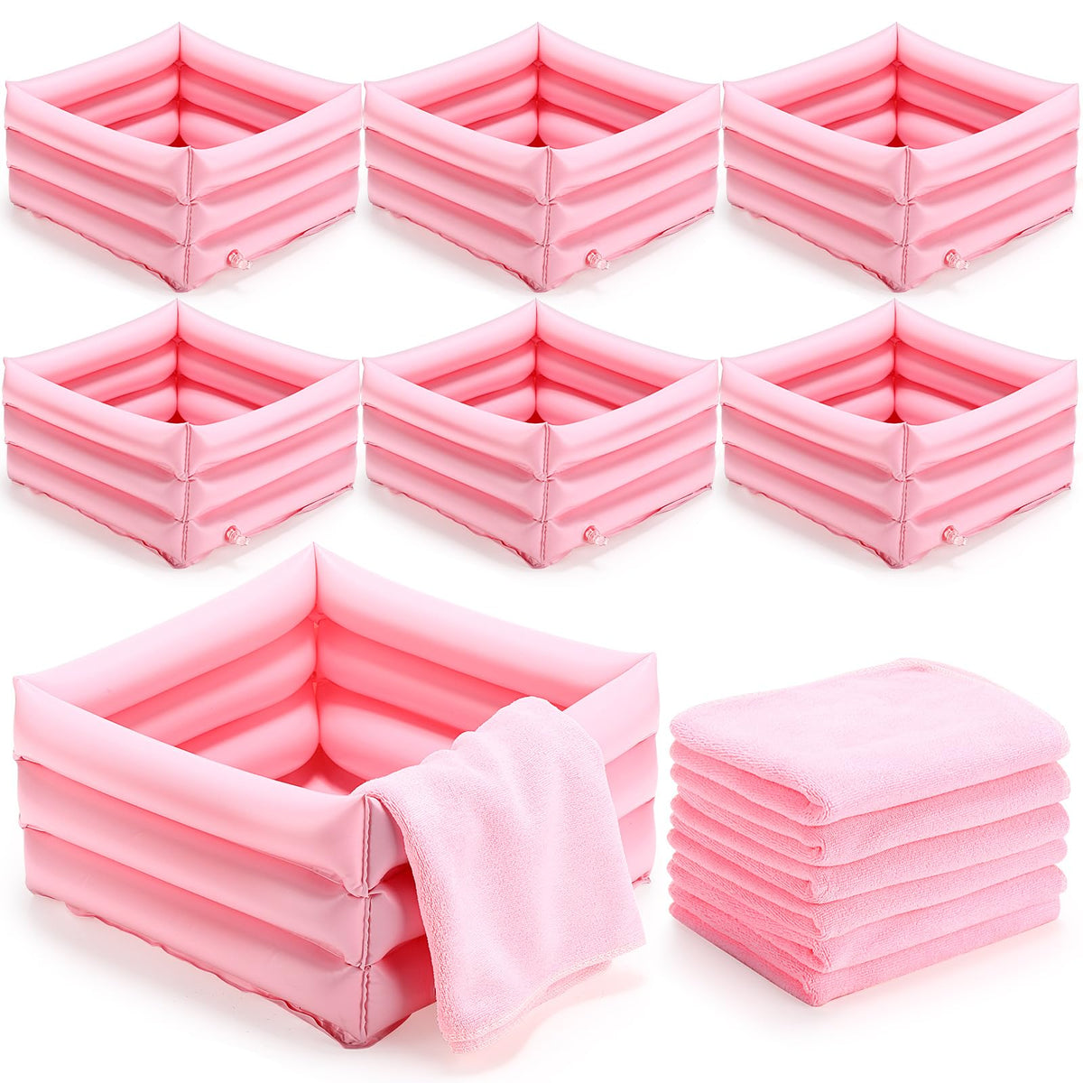 Filltouch Foot Spa Kit For Girls - 12 Pcs Light Pink Spa Foot Care & Hand Towels Set