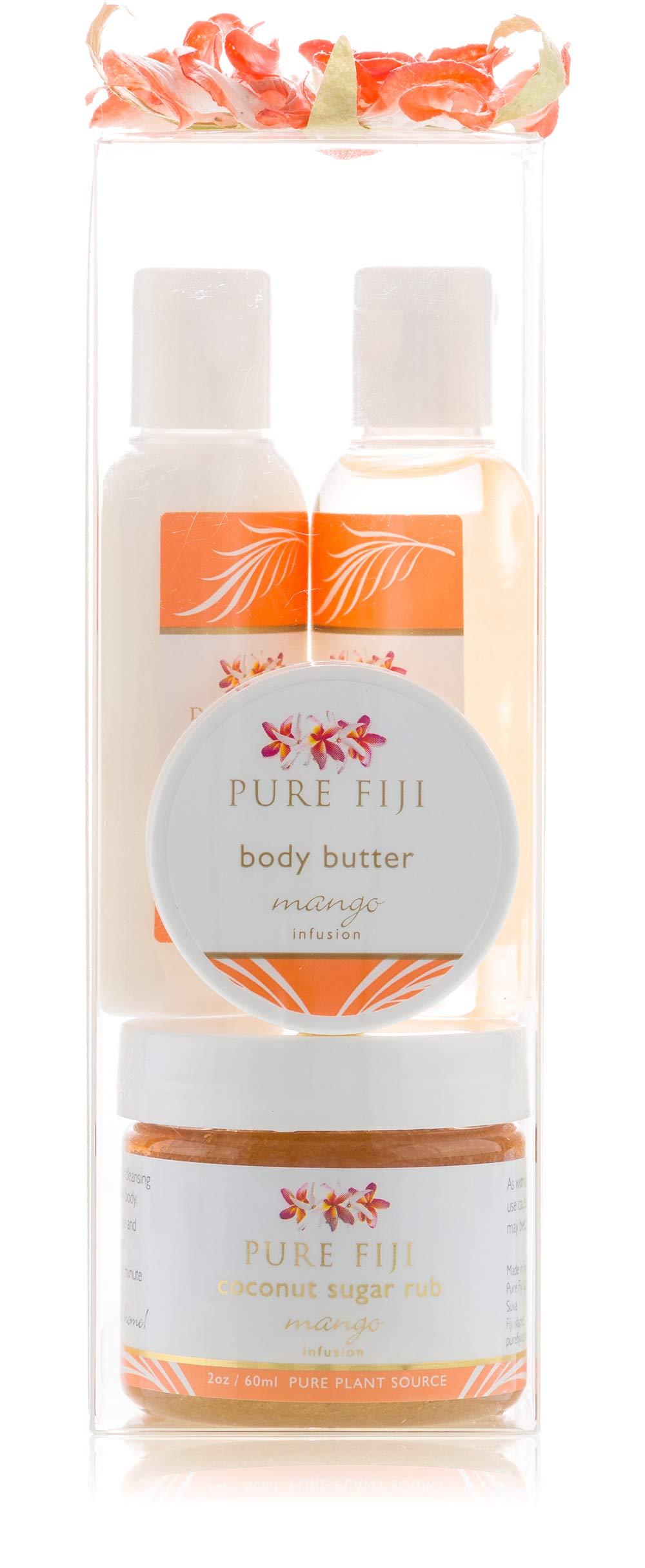 Pure Fiji Spa Gift Box - Mango Sugar Scrub, Body Oil, Butter & Lotion For Men & Women