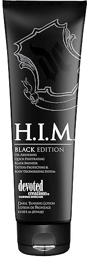 Devoted Creations H.I.M. Black Edition Bronzer - Oil Absorbing Tan Lotion, 8.5 Oz.