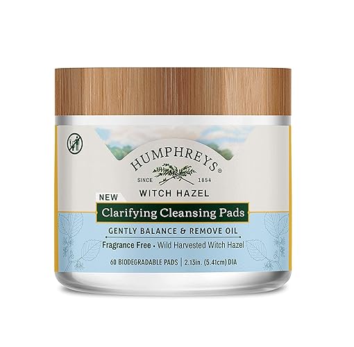 Humphreys Witch Hazel Cleansing Pads, Fragrance Free, Biodegradable, 60 Count