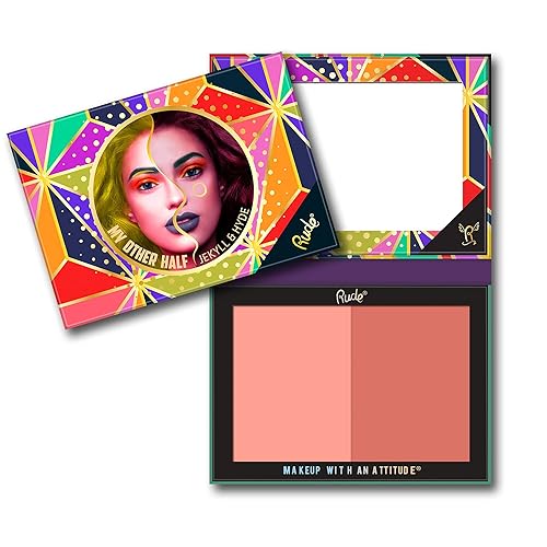 Rude My Other Half Duo Shade Face Palette - Jekyll & Hyde, 0.4 Oz Cranberry Makeup