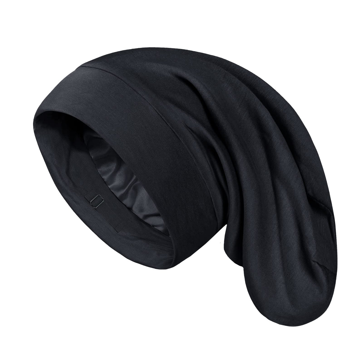 Olesilk Large Silk Braid Bonnet For Long Hair - Black Sleep Cap For Frizzy Hair