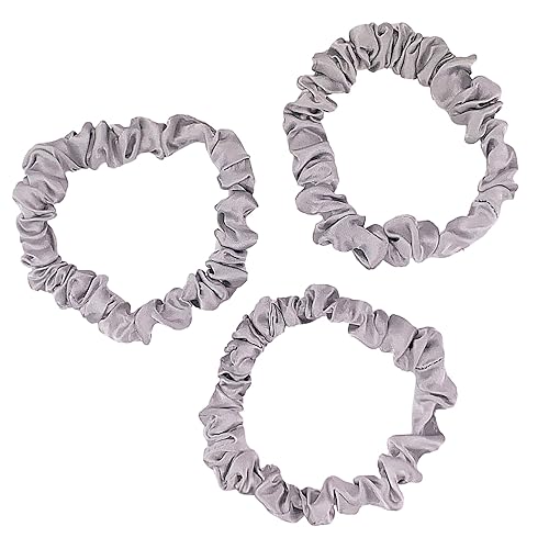 Celestial Silk Small Silver Mulberry Silk Scrunchies - 3 Pack Hair Ties