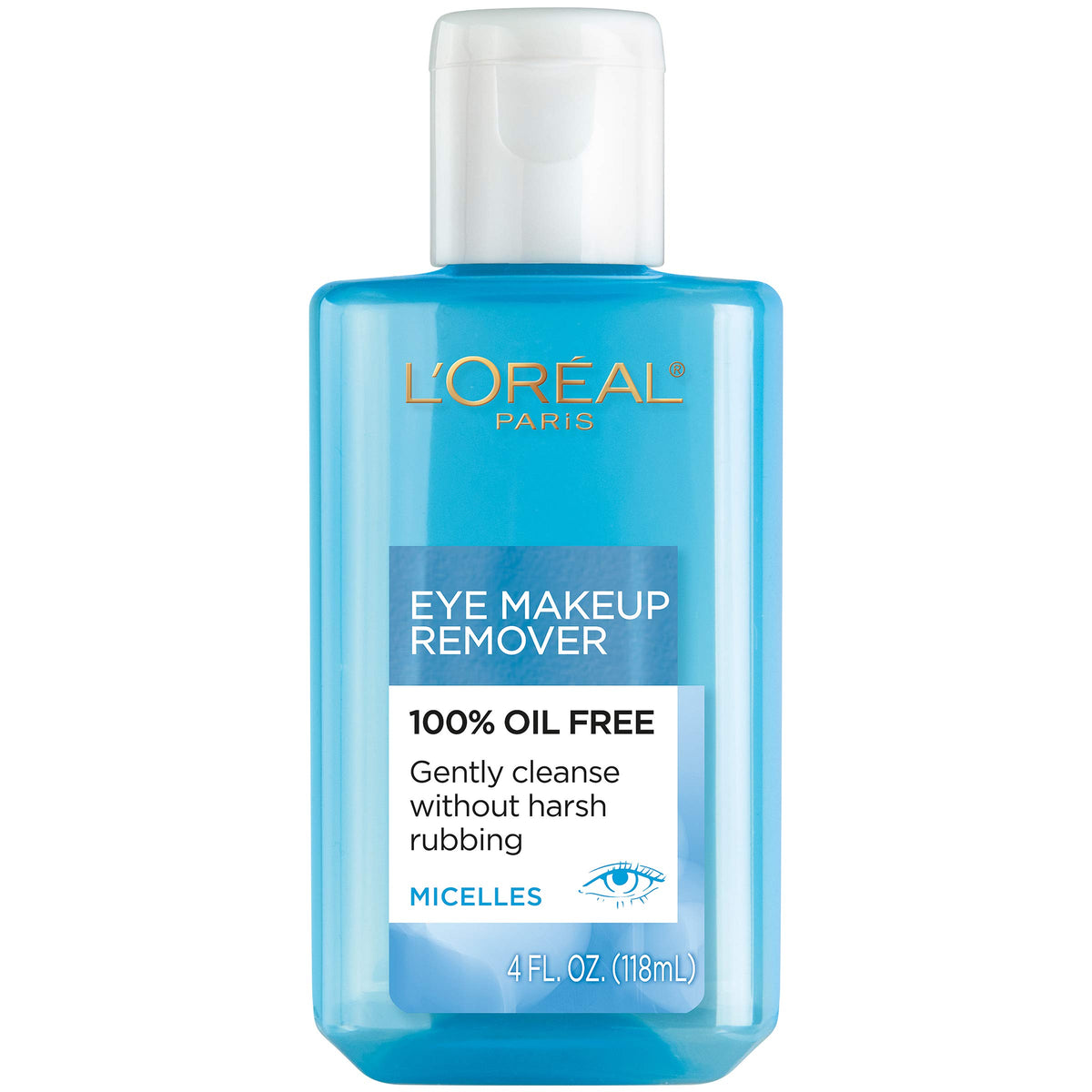 L'Oreal Paris Oil-Free Eye Makeup Remover, Gentle Formula, 4 Fl Oz, Blue