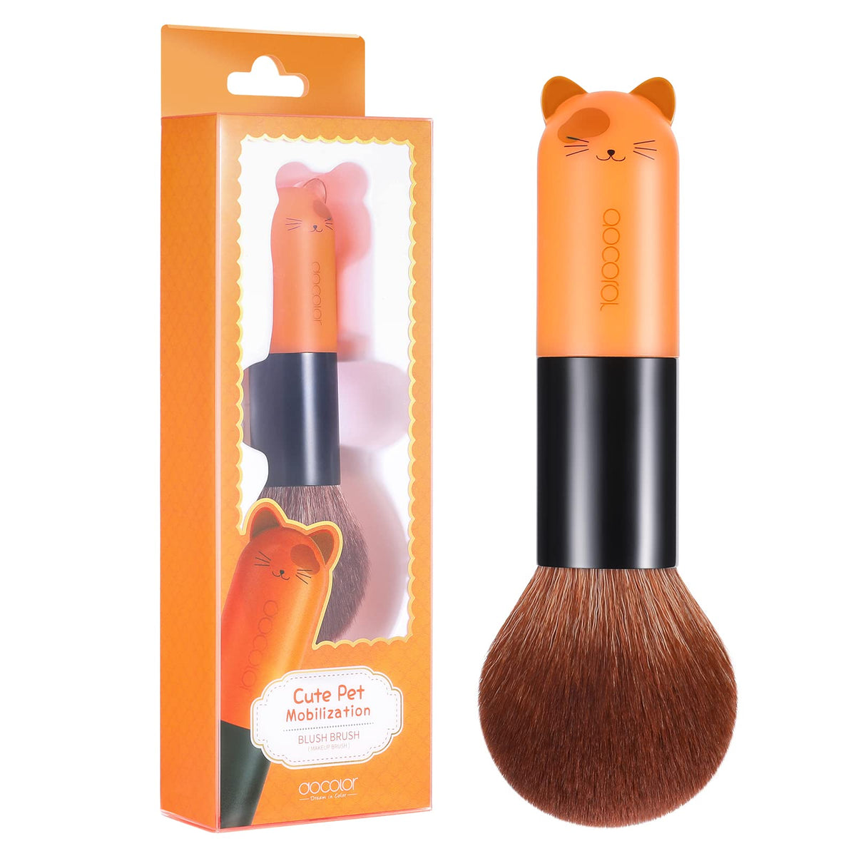 Docolor Blush Powder Brush - Premium Synthetic Kabuki Brush For Foundation & Bronzer, Orange