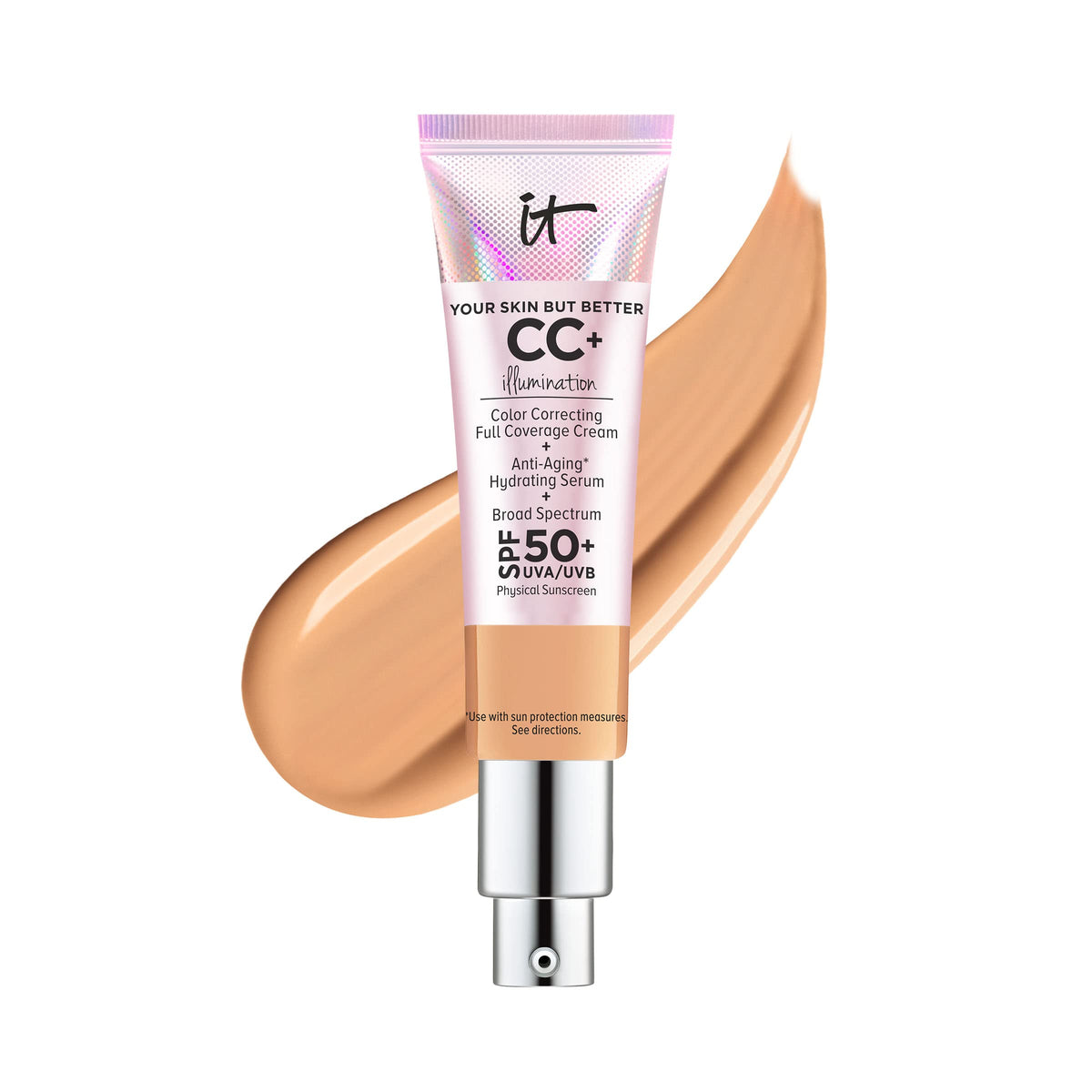 It Cosmetics Cc+ Cream Illumination, Neutral Tan - Full Coverage, Hydrating, Spf 50+, 1.08 Fl Oz