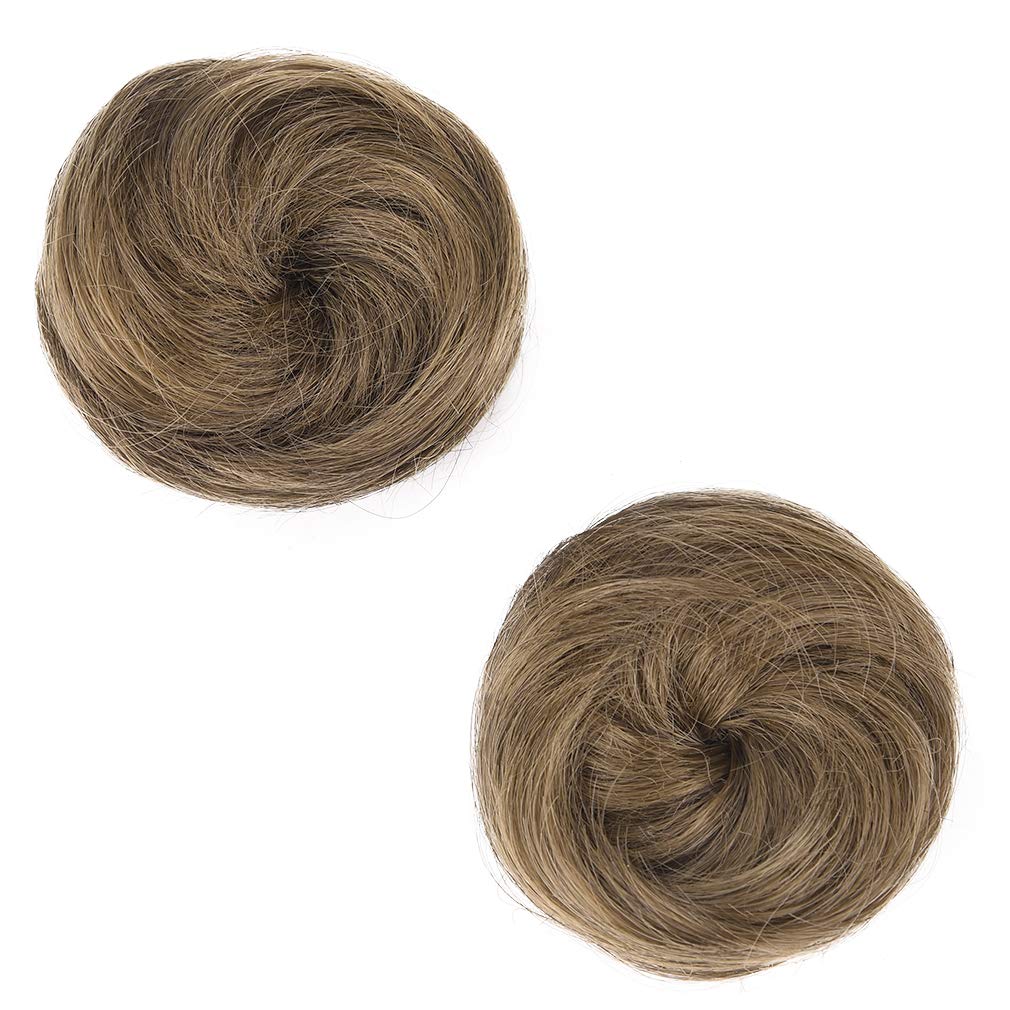 REECHO Mini Claw Clip Hair Bun Extensions - 2 PCS Cat Ears Updo Accessories, Warm Light Brown