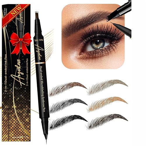 ANGIEHAIE Dark Brown Eyebrow Pencil - Dual-Ended Microblading, Waterproof & Long Lasting