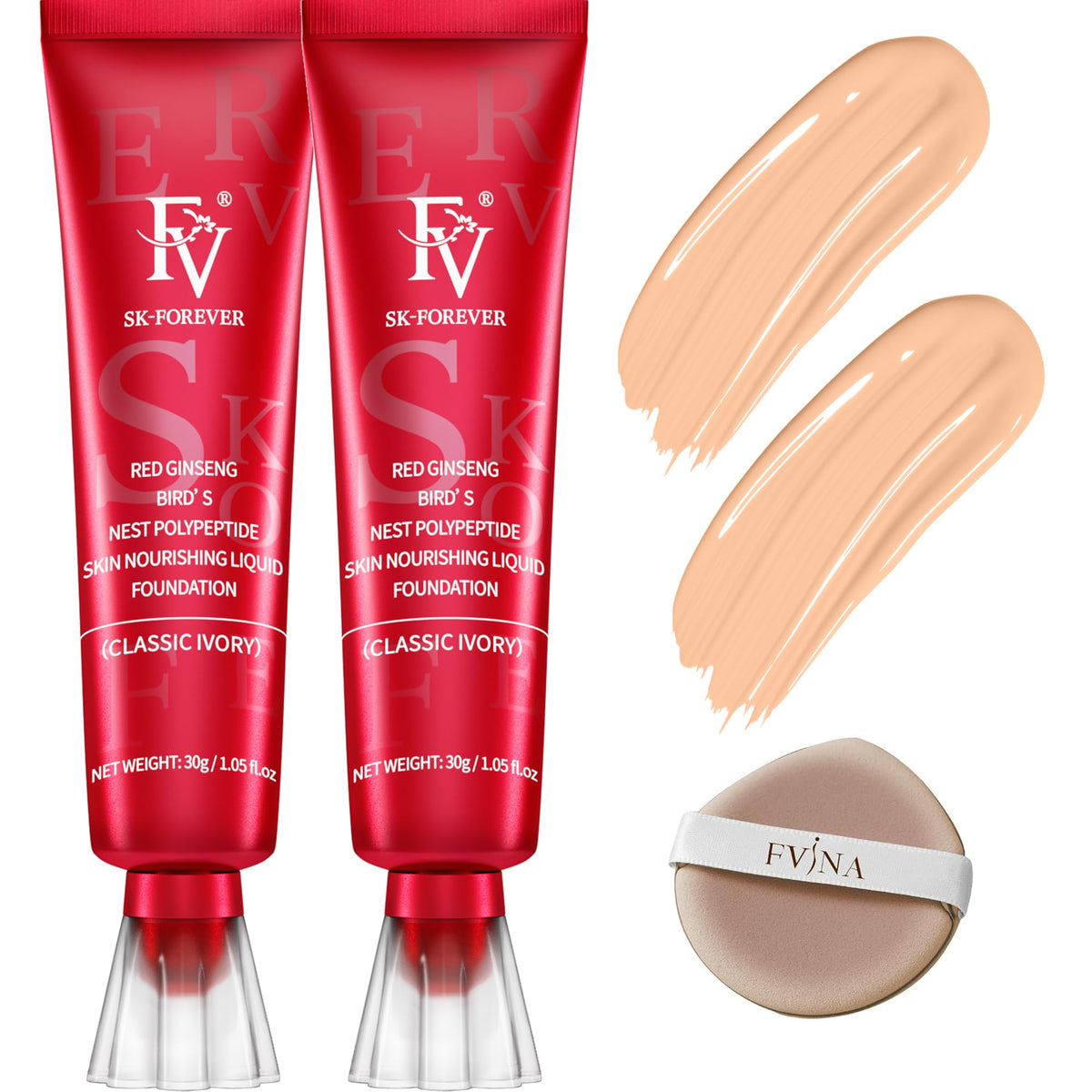 Fv Waterproof Foundation, Lightweight Medium Coverage, Matte Finish, Oil Control, Classic Ivory, 1.05 Fl. Oz.