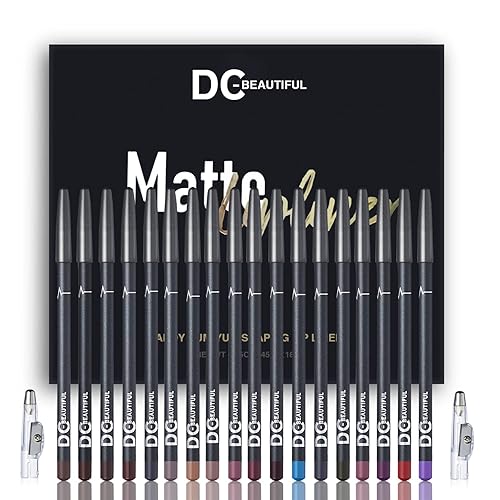 DC-BEAUTIFUL 18 Colors Lip Liners Set with Sharpeners - Waterproof, Long Lasting Matte Pencils