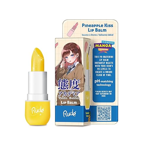 Rude Manga Collection Lip Balm - Pineapple Kiss, 0.123 Oz, Moisturizing Lip Care For Women