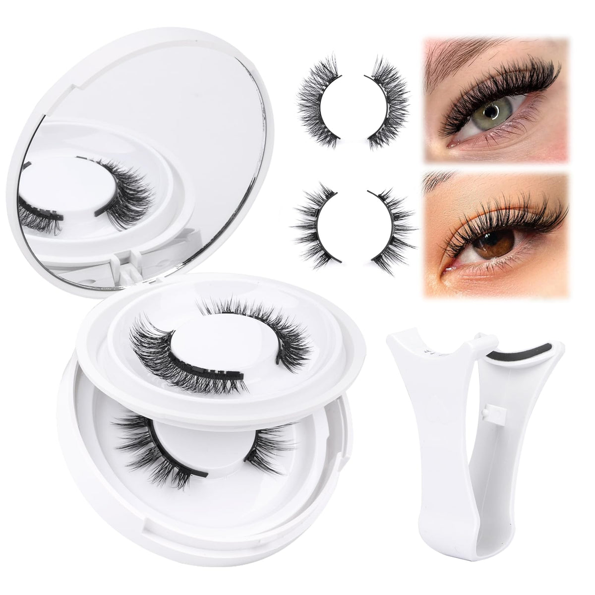 Yawamica Magnetic Eyelashes - Reusable, No Glue, Natural Look, Waterproof, 2 Styles, Black Silk Lashes