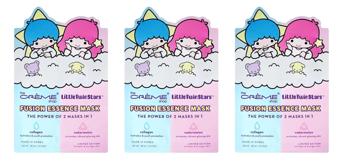 The Crème Shop Little Twin Stars Fusion Mask 3 Pack - Collagen & Watermelon For Glowing Skin