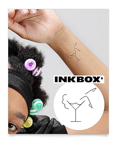 Inkbox Semi-Permanent Temporary Tattoo - Water-Resistant Cocktail Design, 2X2 In, Lasts 1-2 Weeks