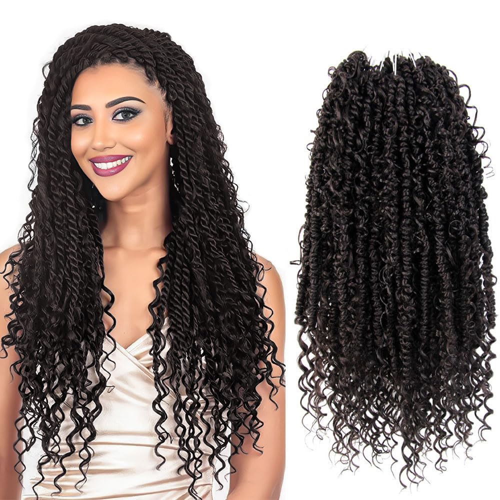 Serendipa 18&quot; Passion Twist Crochet Hair - Boho Pre-Looped Curly Ends, 8 Packs, Light Brown