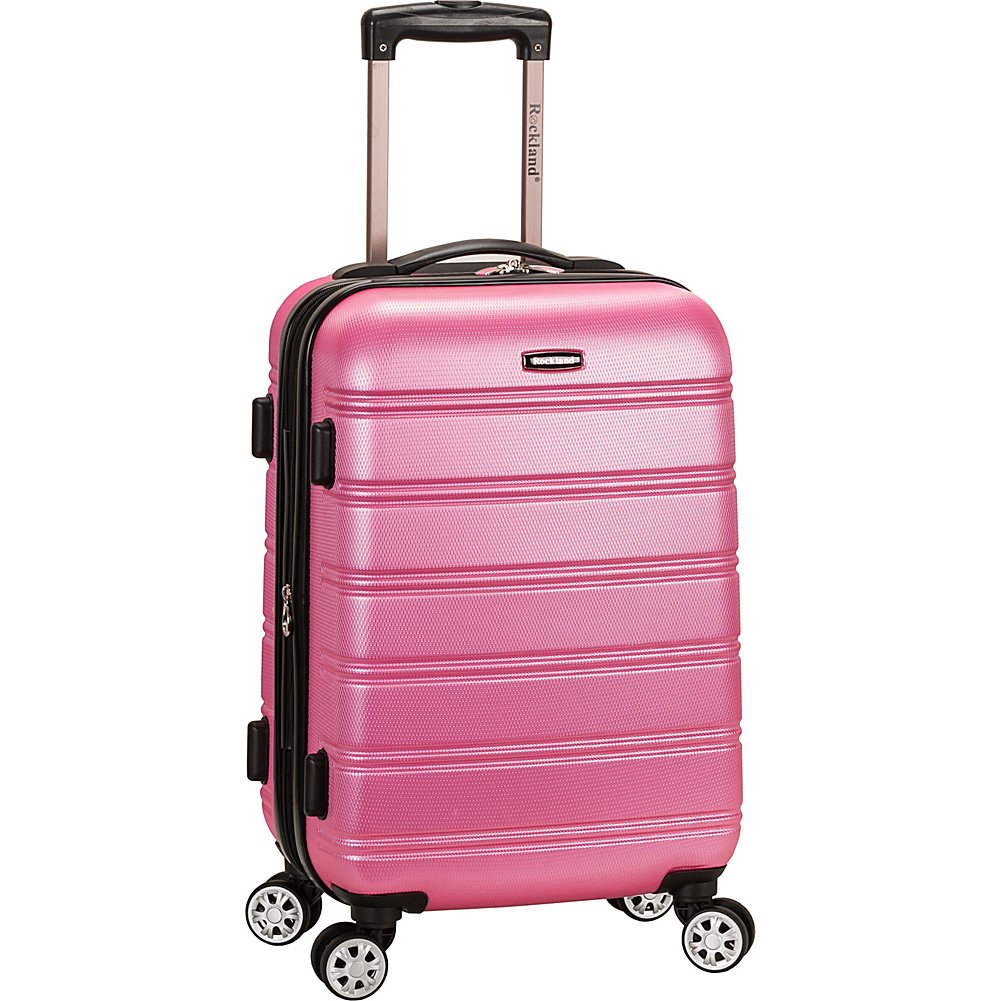 Rockland Melbourne 20&quot; Pink Hardside Spinner Luggage - Lightweight & Expandable Travel Case