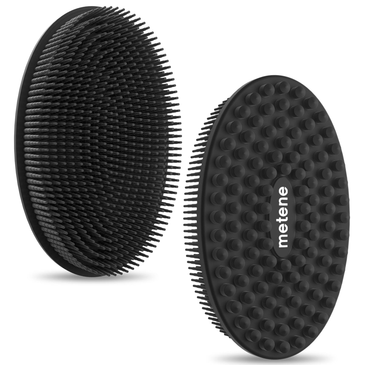 Metene Silicone Body Scrubber 2 Pack - Exfoliating, Soft, Long Lasting For Shower & Bath - Black