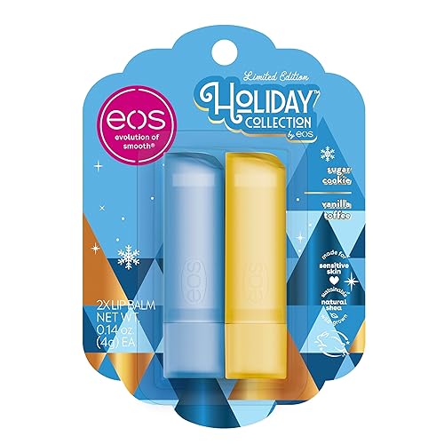 Eos Holiday Lip Balm Gift Set - Sugar Cookie & Vanilla Toffee, 2-Pack, Moisturizing Care