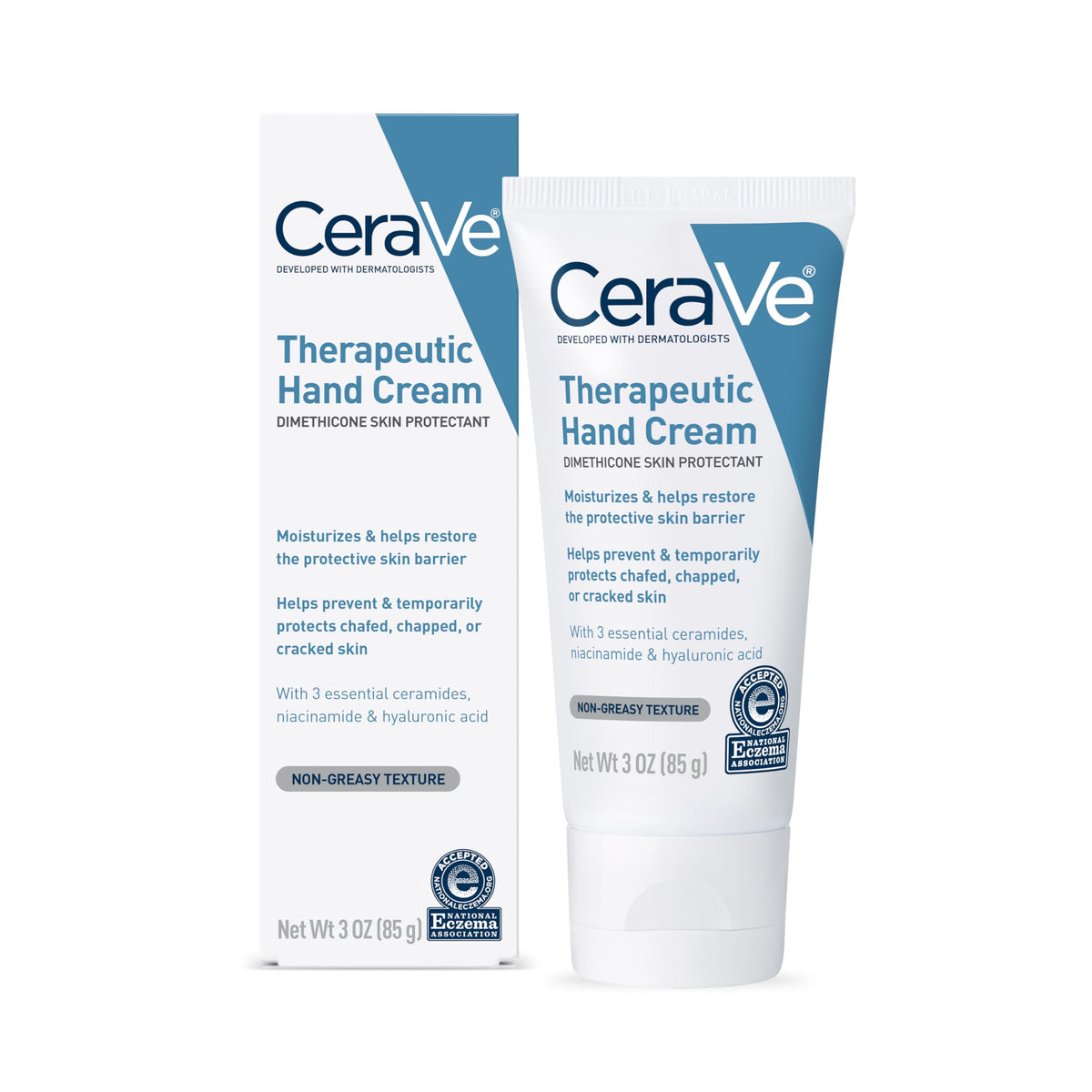 Cerave Therapeutic Hand Cream, 3 Ounce - Fragrance Free, Moisturizing With Hyaluronic Acid & Niacinamide