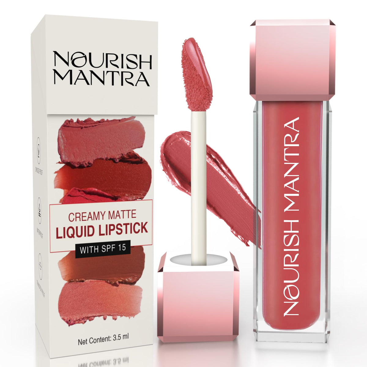 Nourish Mantra Masoom Pink Lipstick 3.5Ml - Creamy Matte, Spf, Waterproof, Long Lasting