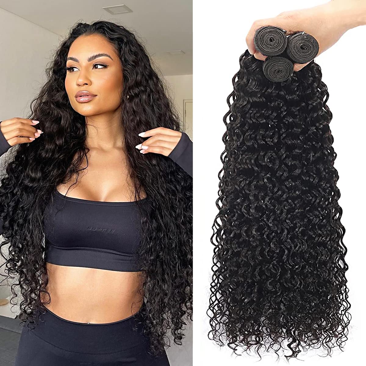 Beautymoon 22-26&quot; Water Wave Human Hair Bundles 10A Grade Extensions For Black Women