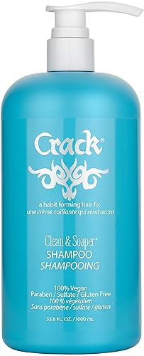 Crack Hair Fix Clean & Soaper Shampoo - Moisturizes, Reduces Breakage, Restores Shine, 33.8 Oz