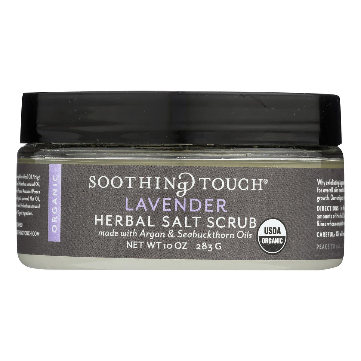 Soothing Touch Lavender Herbal Salt Scrub 10 Oz - Organic Calming Exfoliant