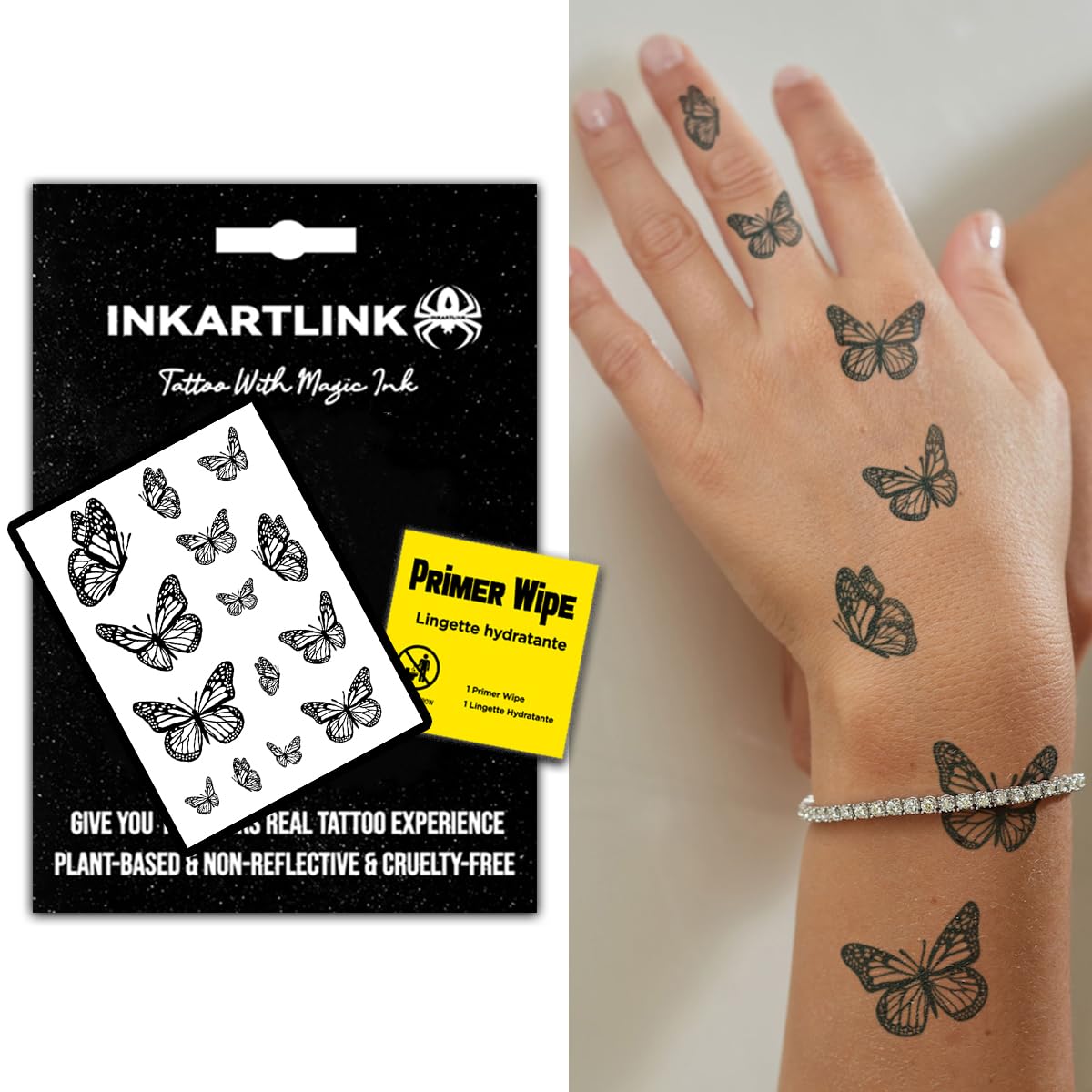 Inkartlink Semi Permanent Butterfly Tattoo - Waterproof, Realistic, Large, Exquisite Design