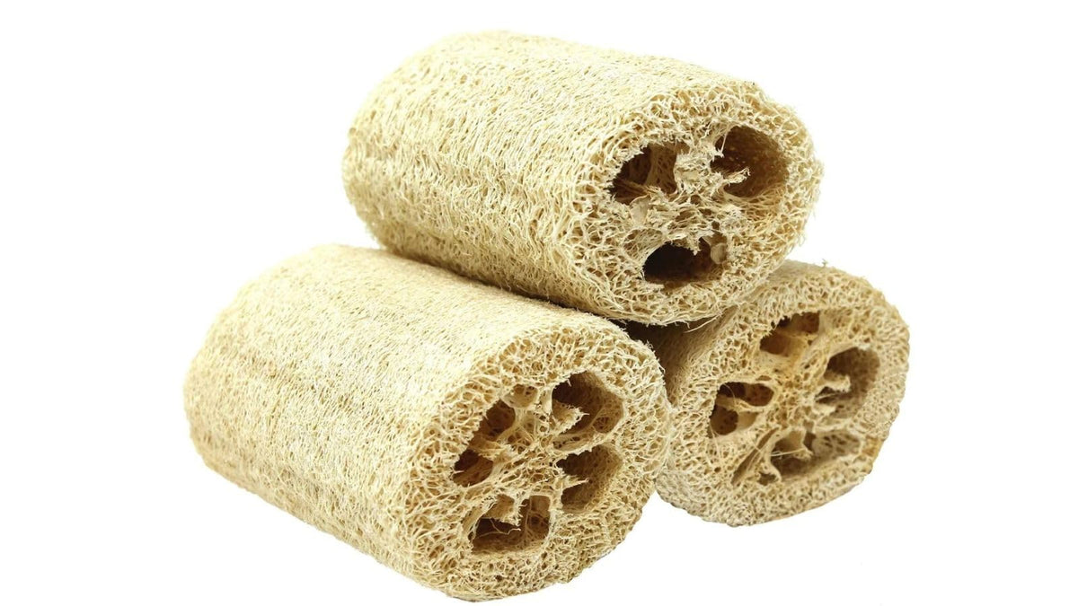 Spa Destinations Natural Loofah Exfoliating Bath Sponge - 3 Pack For Home Spa Experience