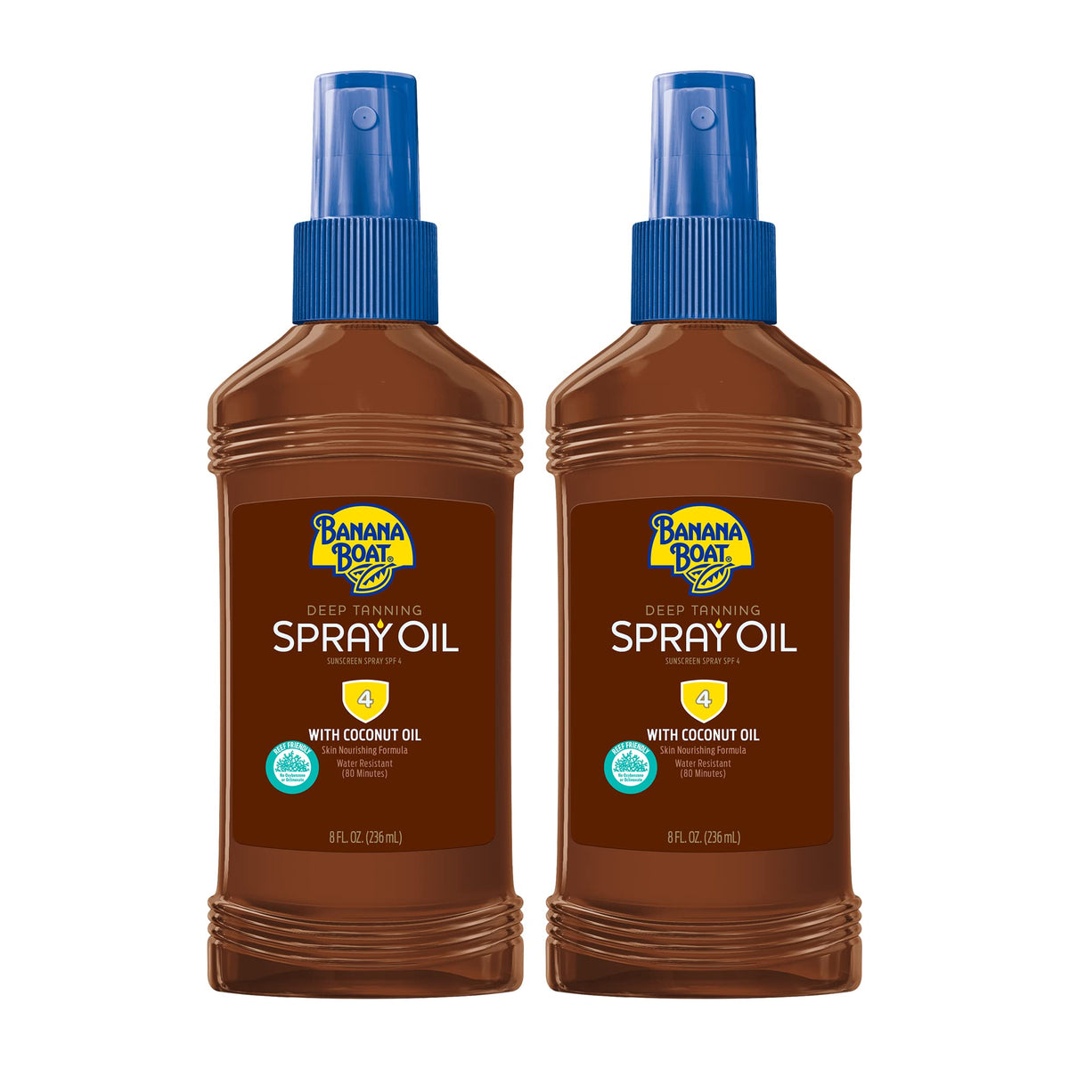 Banana Boat Deep Tanning Oil Spray Spf 4 Twin Pack - Oxybenzone Free, 8Oz Each, Outdoor Use