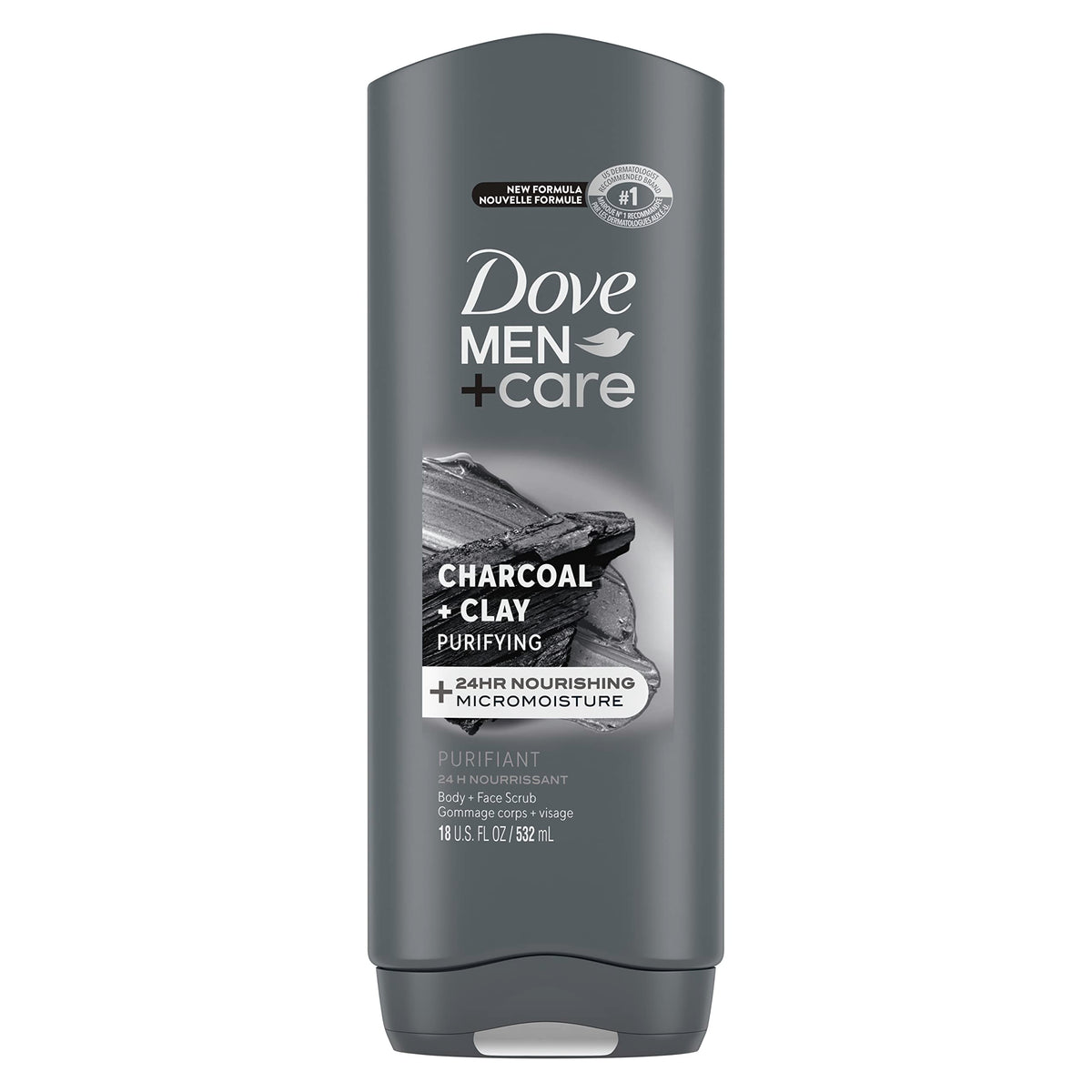 Dove Men + Care Charcoal + Clay Body Wash, 18 Oz - Nourishing Micromoisture For Men