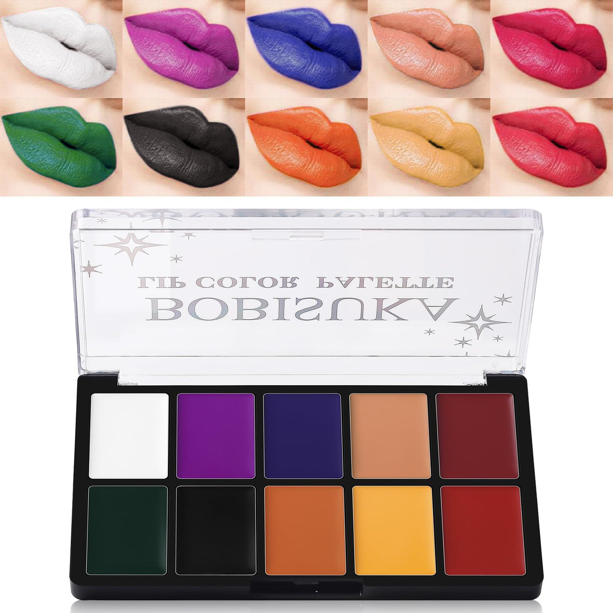 Bobisuka Halloween Lip Color Palette - 10 Matte Shades, Moisturizing & Waterproof Formula