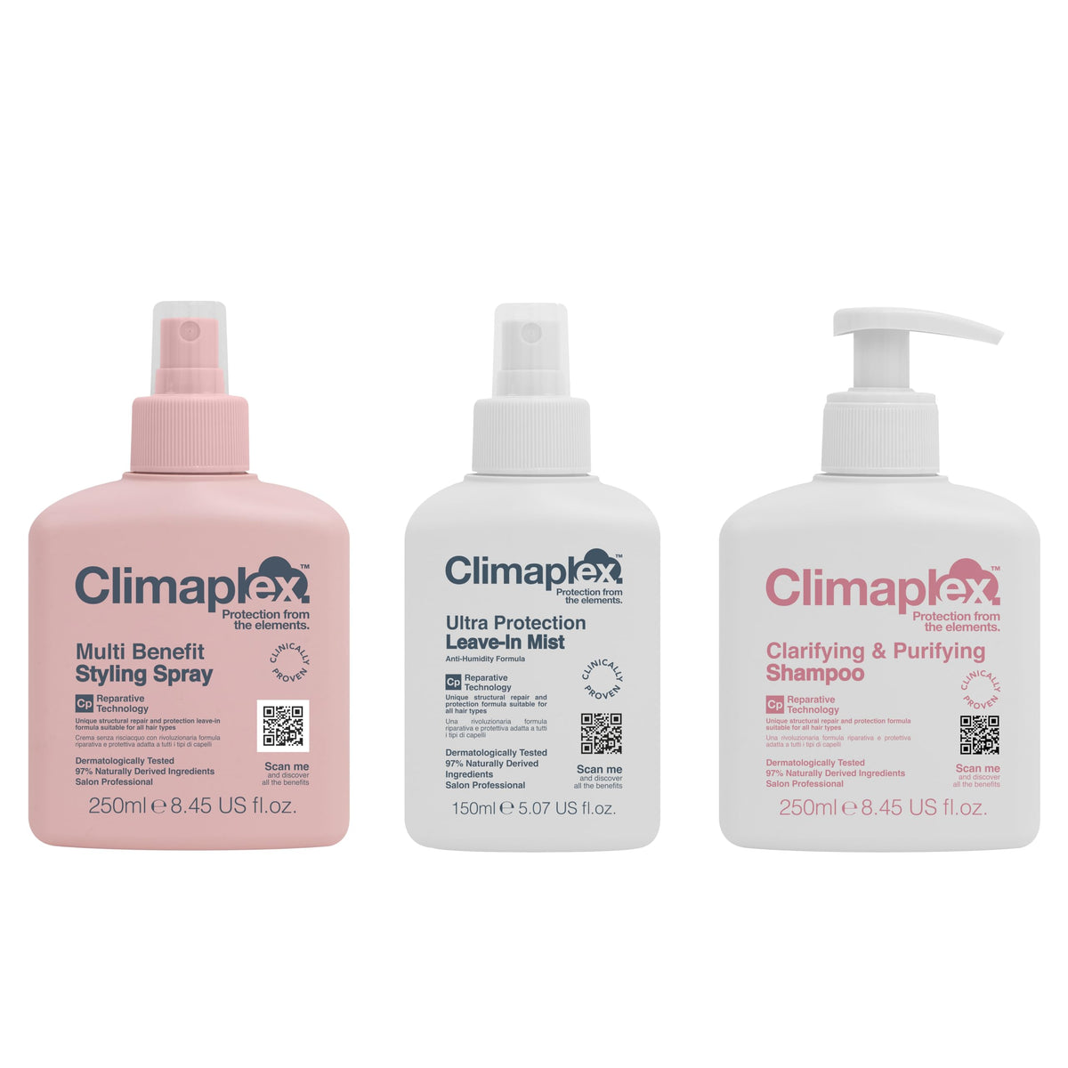 Climaplex Clarifying Shampoo & Leave-In Mist Set - Detoxify Scalp, Control Frizz, Volumize Hair