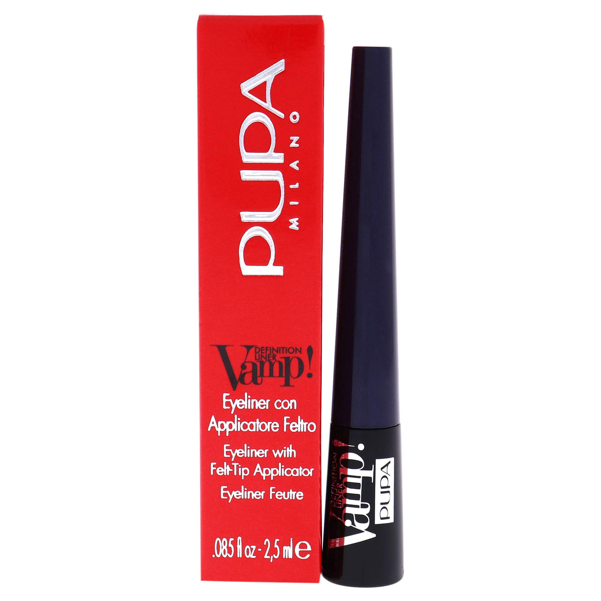 Pupa Milano Vamp! Eye-Liner, Deep Blue - Ultra-Pigmented, Quick-Dry, Felt Tip, 0.85