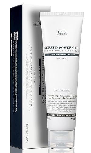 La'Dor Keratin Power Glue Leave-In Conditioner 5.3 Oz - Protein Treatment For Curly, Damaged Hair