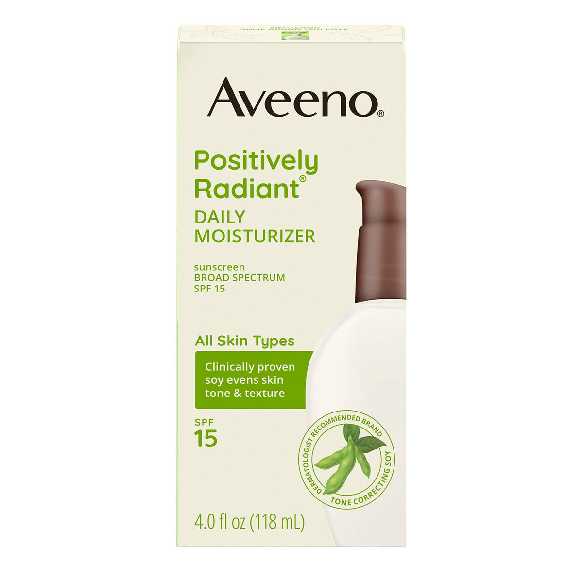 Aveeno Positively Radiant Daily Moisturizer Spf 15, Oil-Free, 4 Fl. Oz, Even Tone & Texture