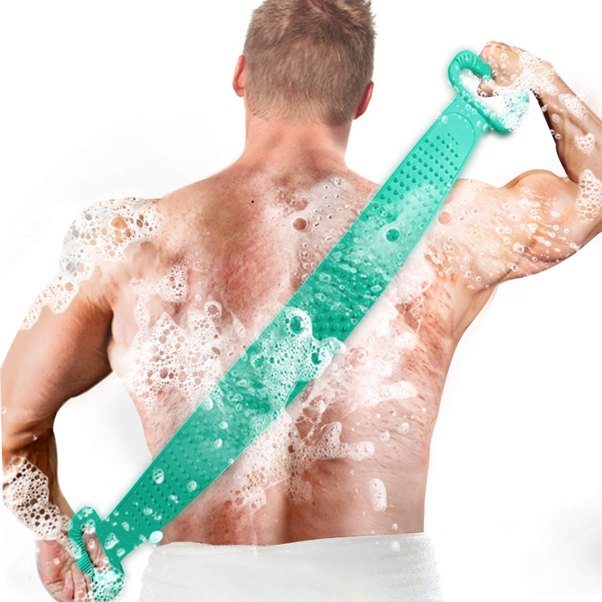 Inmorven Extra Long Silicone Back Scrubber 30&quot;/76Cm With Handle For Men & Women - Green