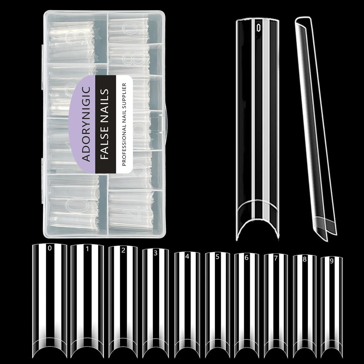 Adorynigic Xxl Clear Acrylic Nail Tips - 500 Pcs Tapered Square Half Cover For Salons & Diy