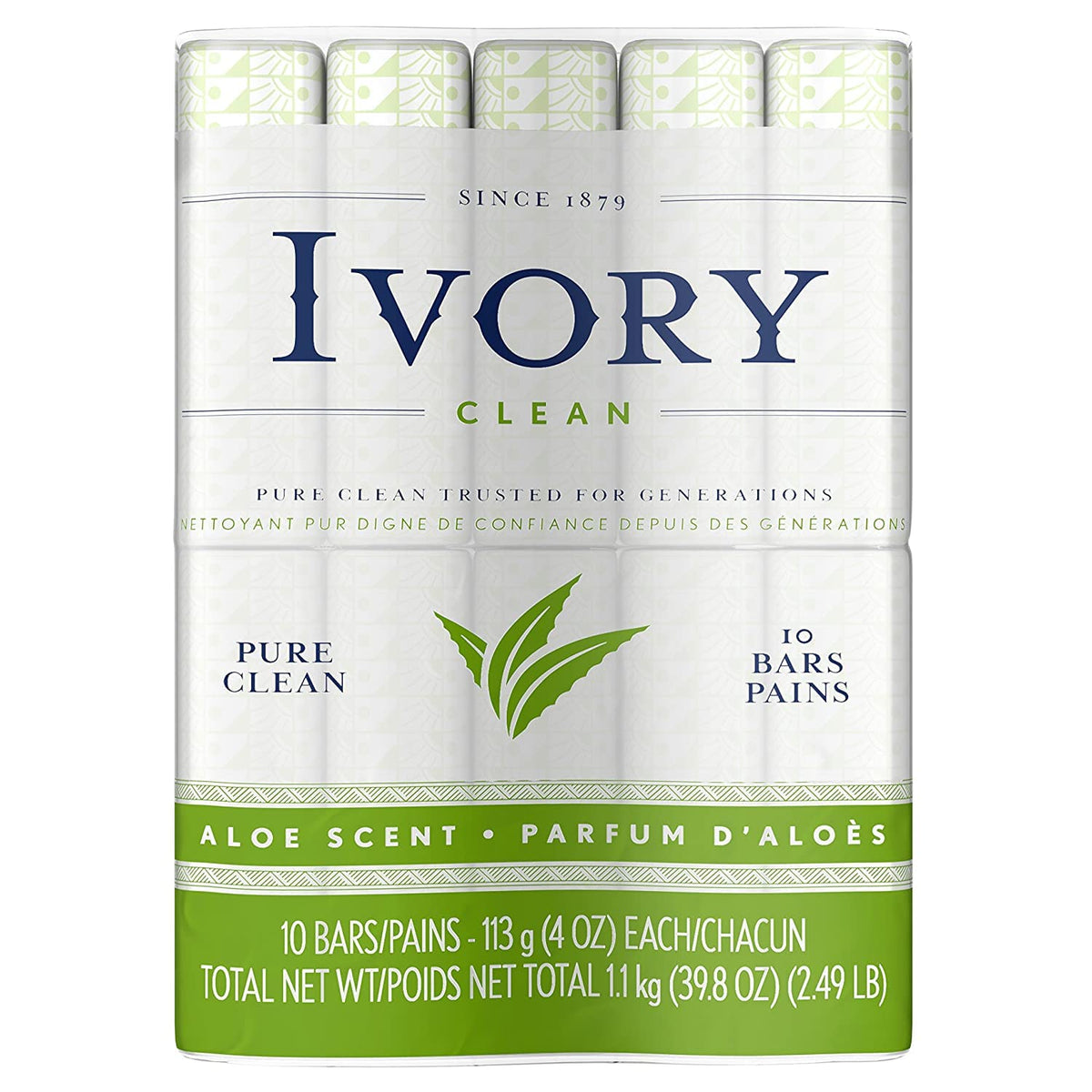 Ivory Aloe Bar Soap, Bath Size, 10 Count (Pack Of 3) - Moisturizing & Gentle Cleanser