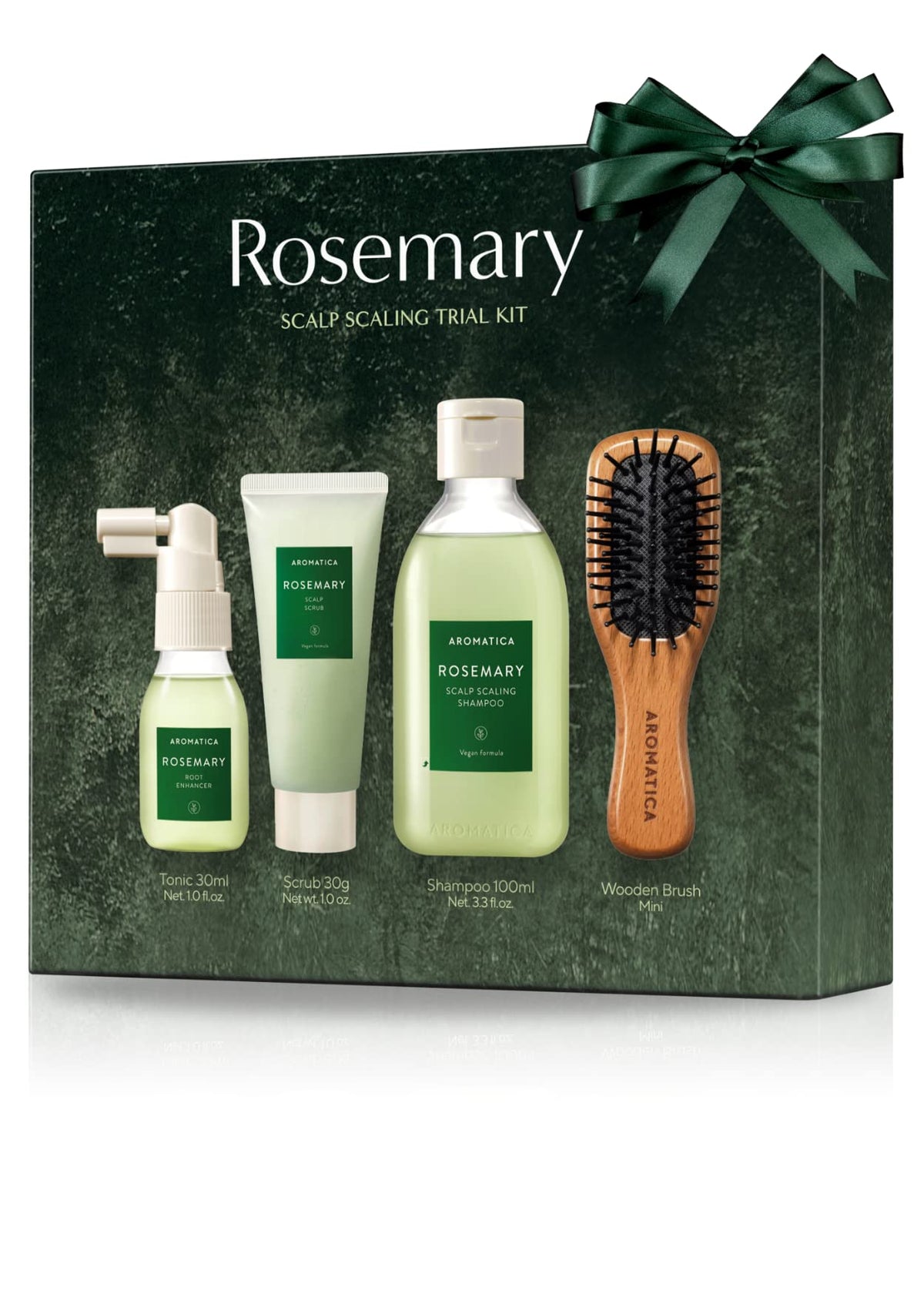 Aromatica Rosemary Scalp Scaling Trial Kit - Vegan Shampoo & Hair Care Gift Set, 4 Pieces