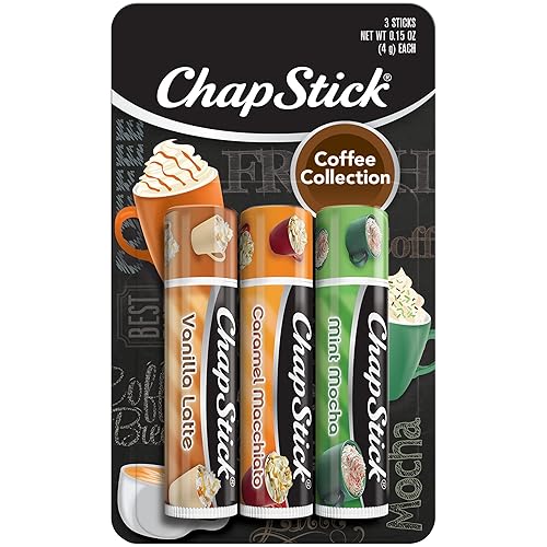 Chapstick Coffee Collection - 3 Sticks, Clear Lip Balm, Moisturizing Flavor Pack