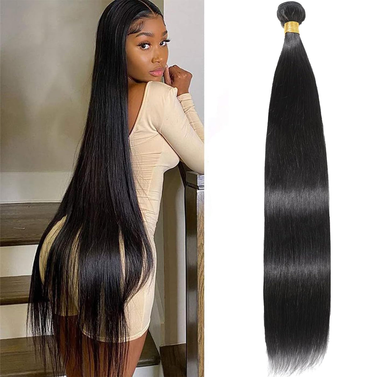 FASHION VILA 26 Inch Brazilian Virgin Straight Hair Bundles - 100% Unprocessed Remy Extensions