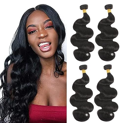 Selina 12A Brazilian Body Wave Human Hair Bundles 300g, Natural Black, 10-16 Inch, 4 Bund