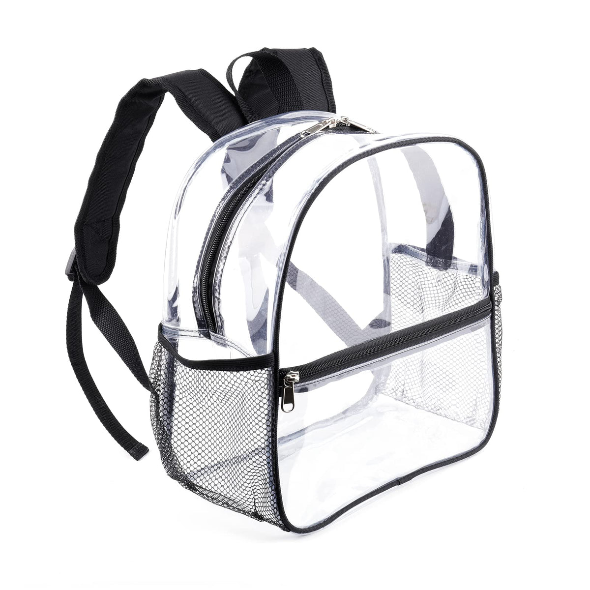 Fomaris Clear Stadium Backpack, 12x6x12 Black PVC Bag for Sports, Concerts & Festivals